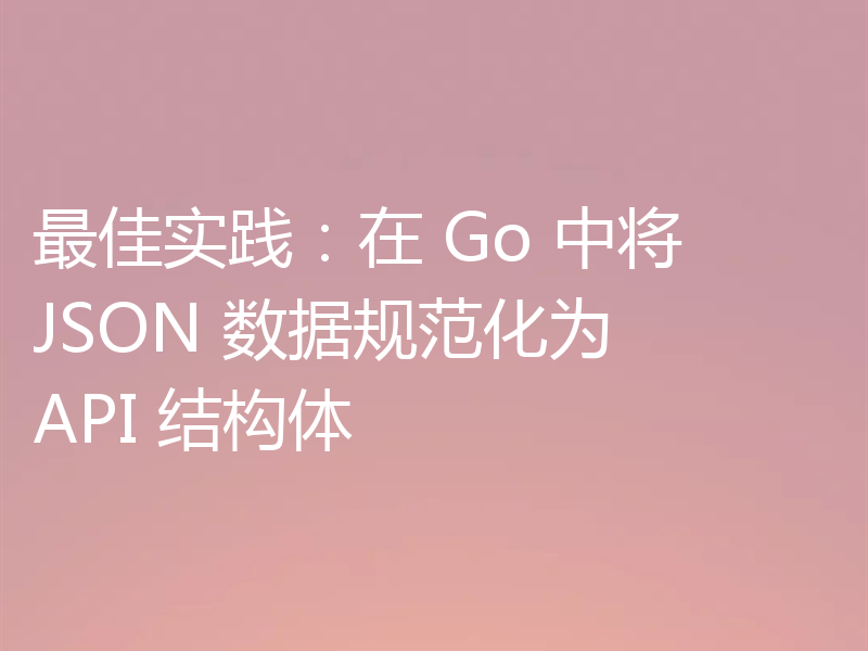 最佳实践:在 Go 中将 JSON 数据规范化为 API 结构体