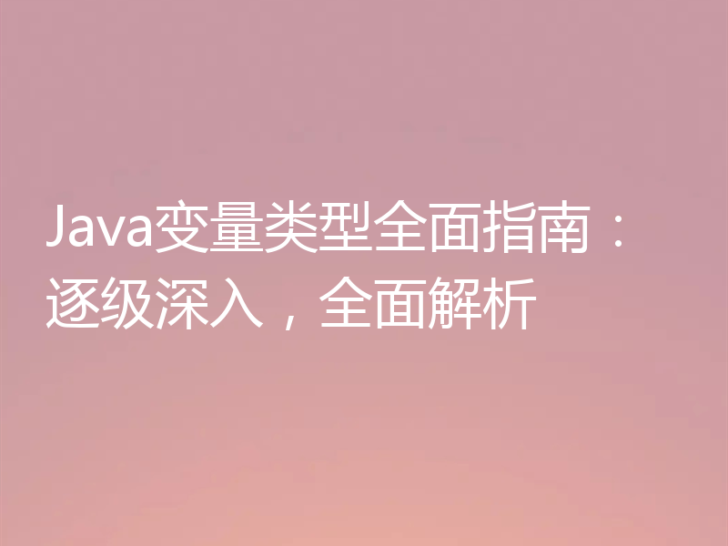 Java变量类型全面指南:逐级深入,全面解析