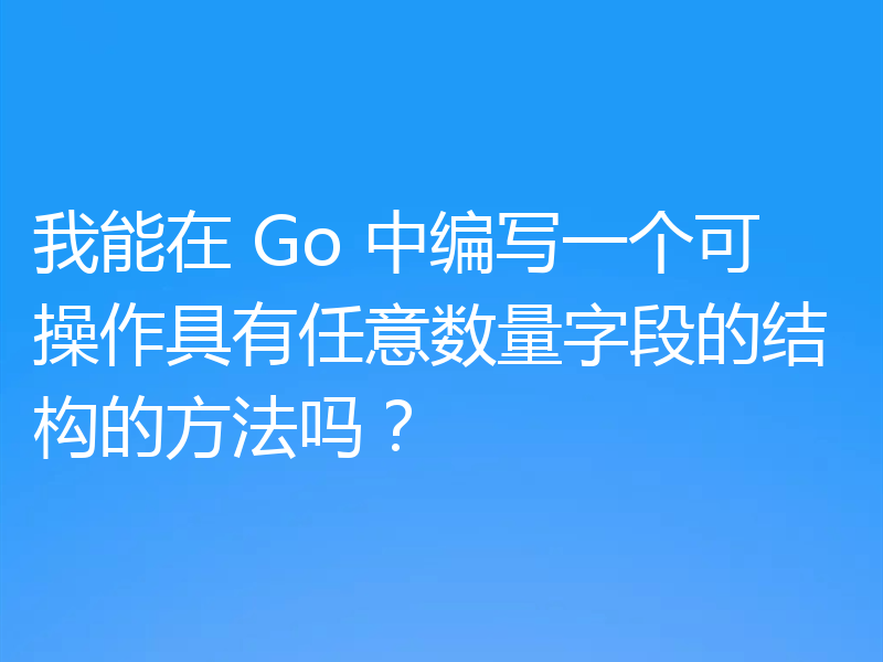 我能在 Go 中编写一个可操作具有任意数量字段的结构的方法吗?