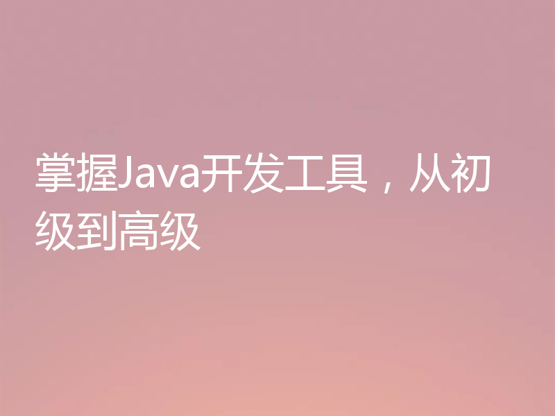 掌握Java开发工具,从初级到高级