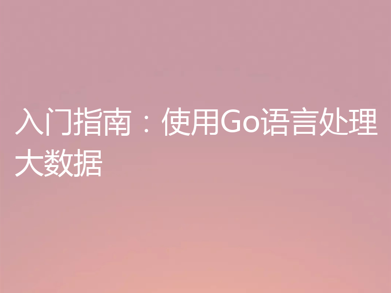 入门指南:使用Go语言处理大数据