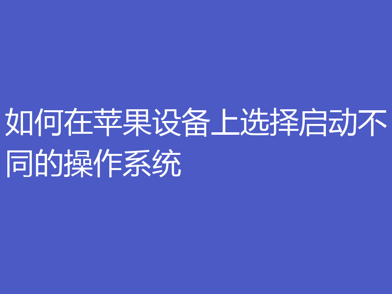 如何在苹果设备上选择启动不同的操作系统