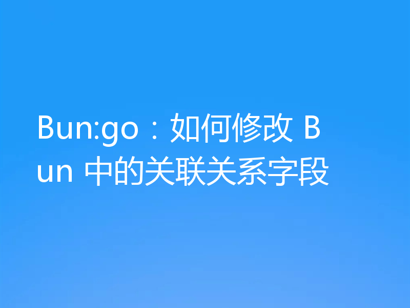 Bun:go:如何修改 Bun 中的关联关系字段