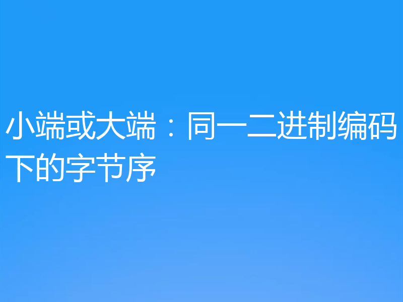 小端或大端:同一二进制编码下的字节序
