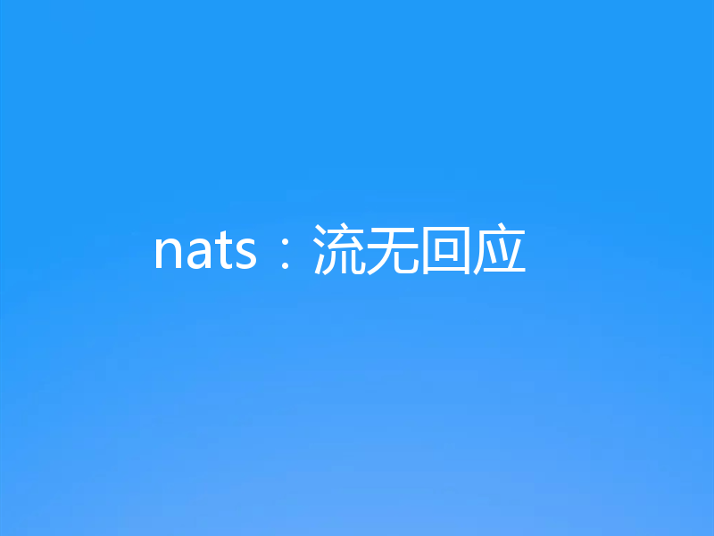 nats：流无回应