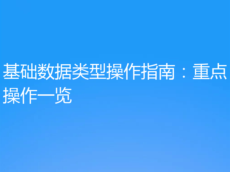 基础数据类型操作指南:重点操作一览