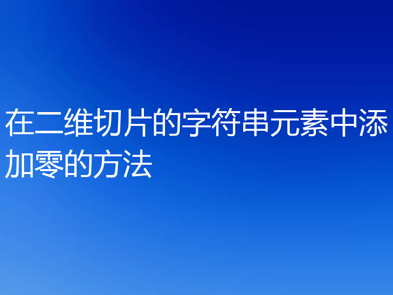 在二维切片的字符串元素中添加零的方法