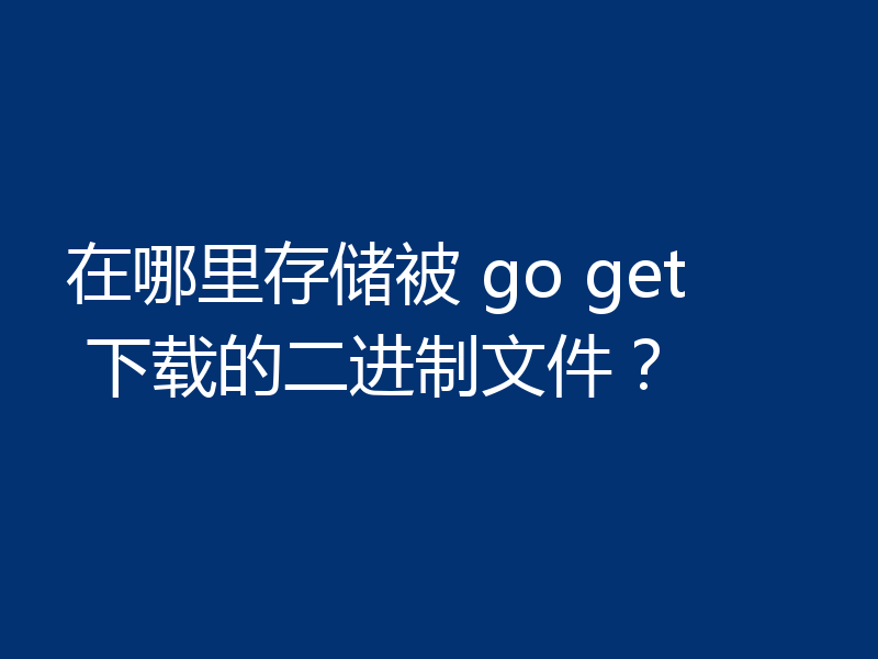 在哪里存储被 go get 下载的二进制文件?