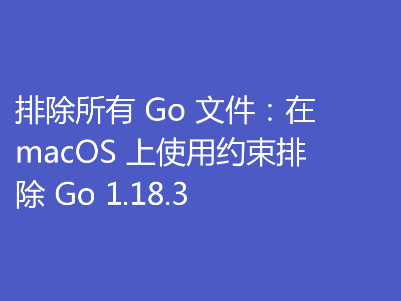 排除所有 Go 文件:在 macOS 上使用约束排除 Go 1.18.3