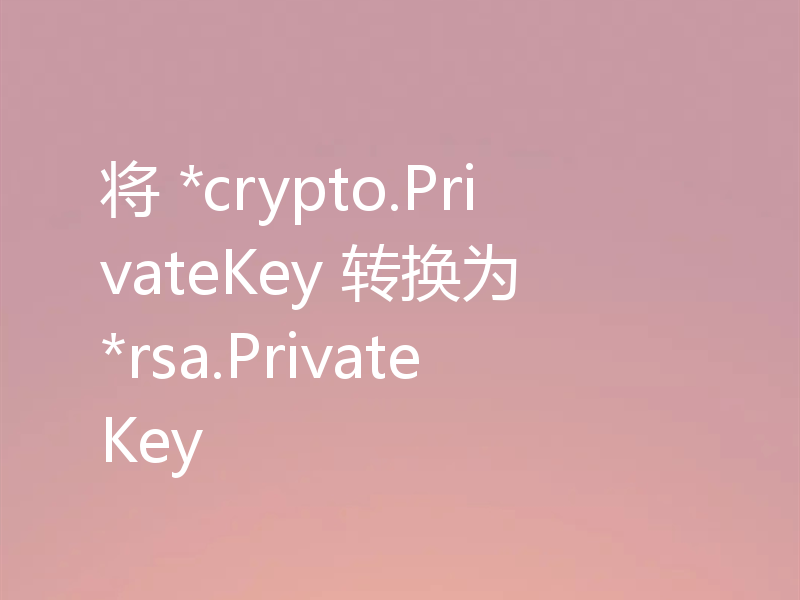 将 *crypto.PrivateKey 转换为 *rsa.PrivateKey