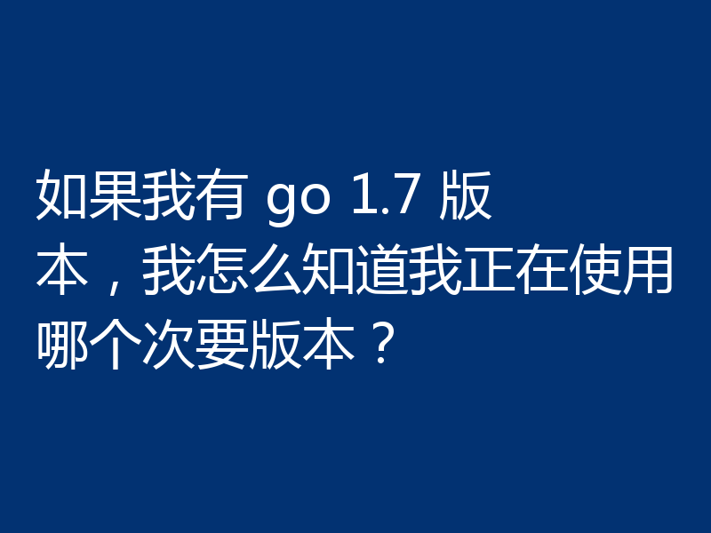 如果我有 go 1.7 版本,我怎么知道我正在使用哪个次要版本?