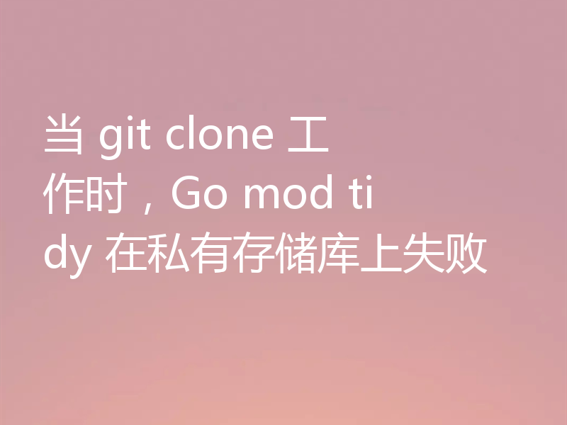 当 git clone 工作时,Go mod tidy 在私有存储库上失败