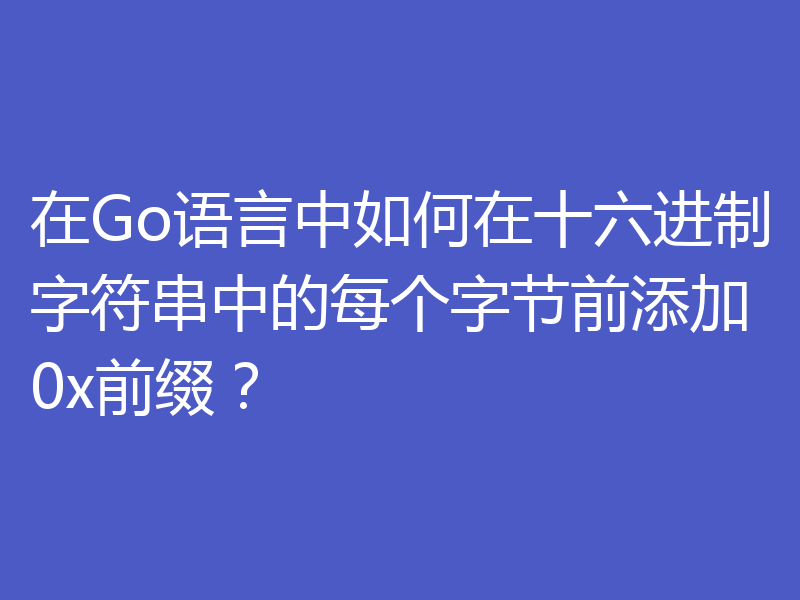 在Go语言中如何在十六进制字符串中的每个字节前添加0x前缀?