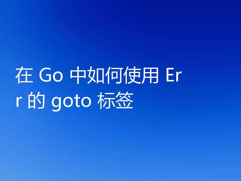 在 Go 中如何使用 Err 的 goto 标签