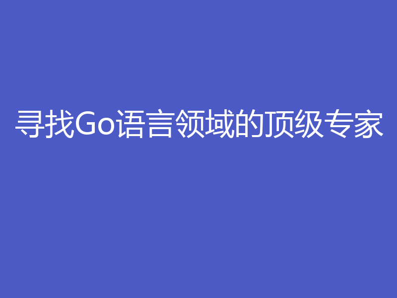 寻找Go语言领域的顶级专家