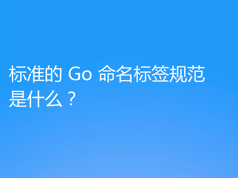 标准的 Go 命名标签规范是什么?