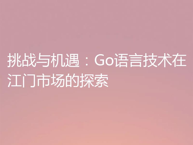 挑战与机遇:Go语言技术在江门市场的探索