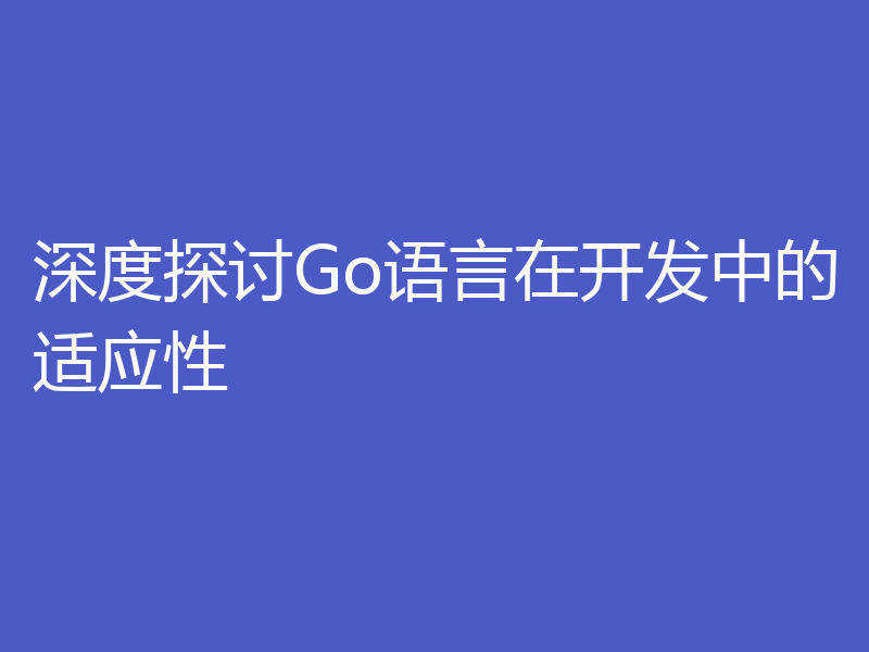 深度探讨Go语言在开发中的适应性