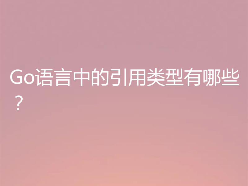 Go语言中的引用类型有哪些?