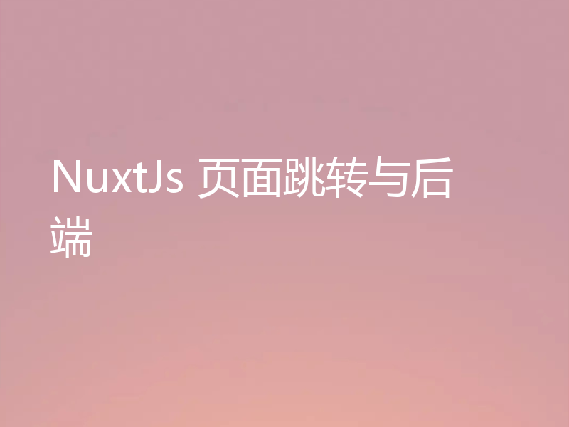 NuxtJs 页面跳转与后端