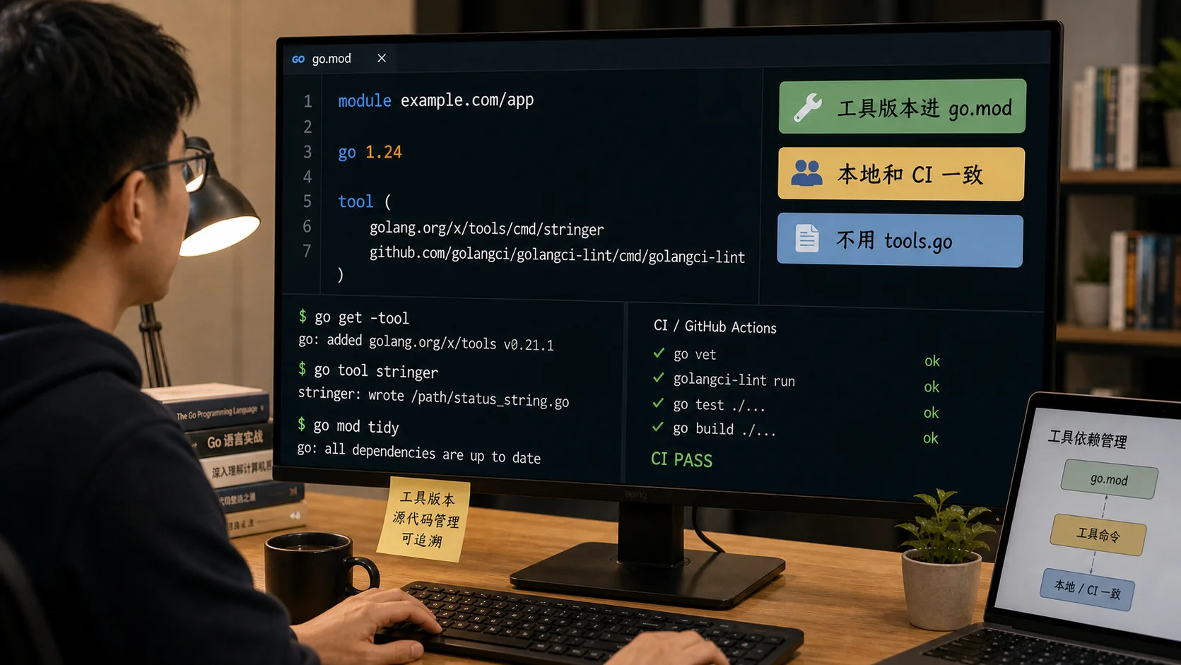 Go 1.24 tool 指令代码案例图