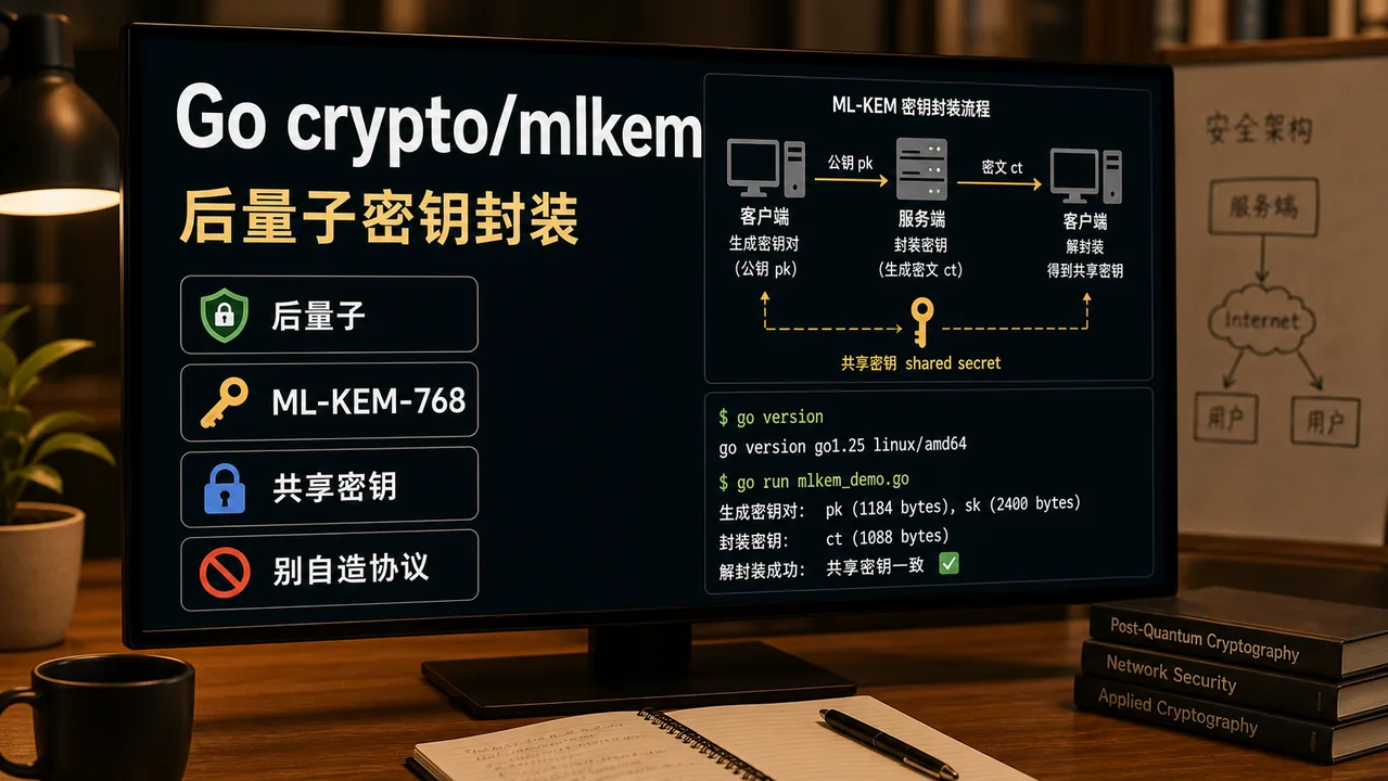 Go crypto/mlkem 实战：后量子密钥交换别自己瞎拼协议