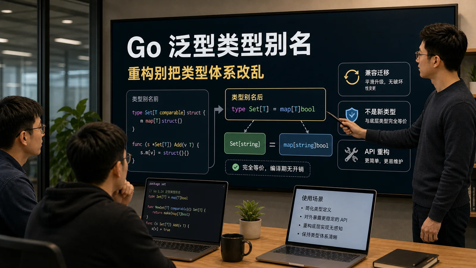 Go 1.24 泛型类型别名实战：重构公共 API 时别把类型体系改乱