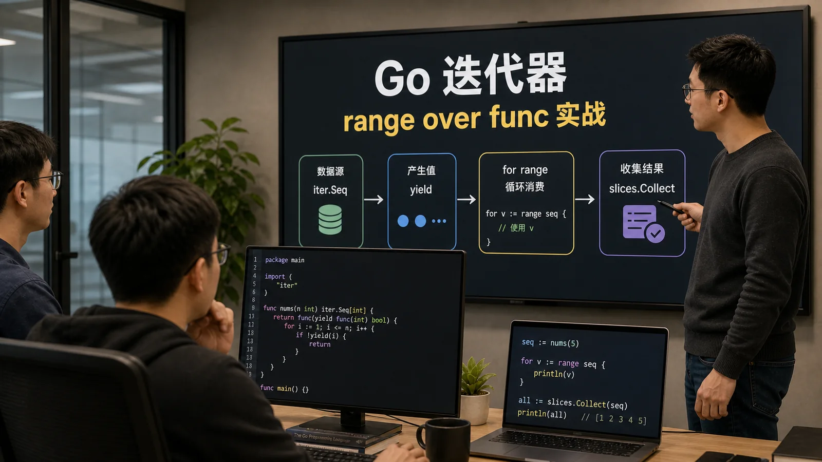 Go 迭代器实战：range over func 别写成炫技，先把 yield 用明白