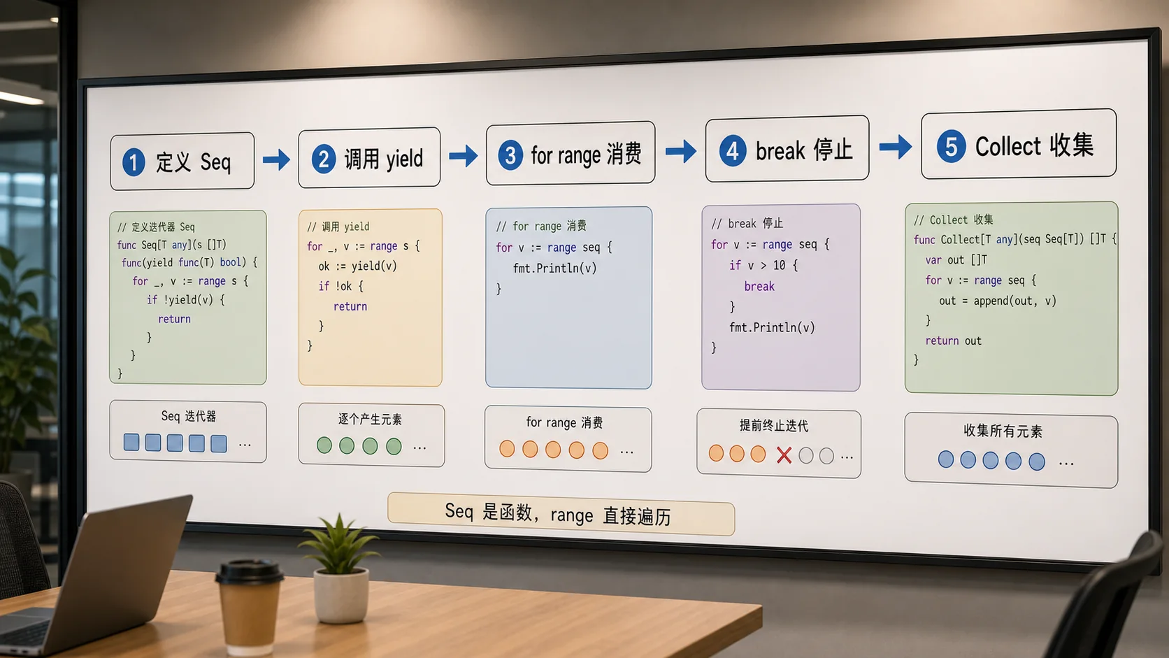 Go range over func 迭代器流程图