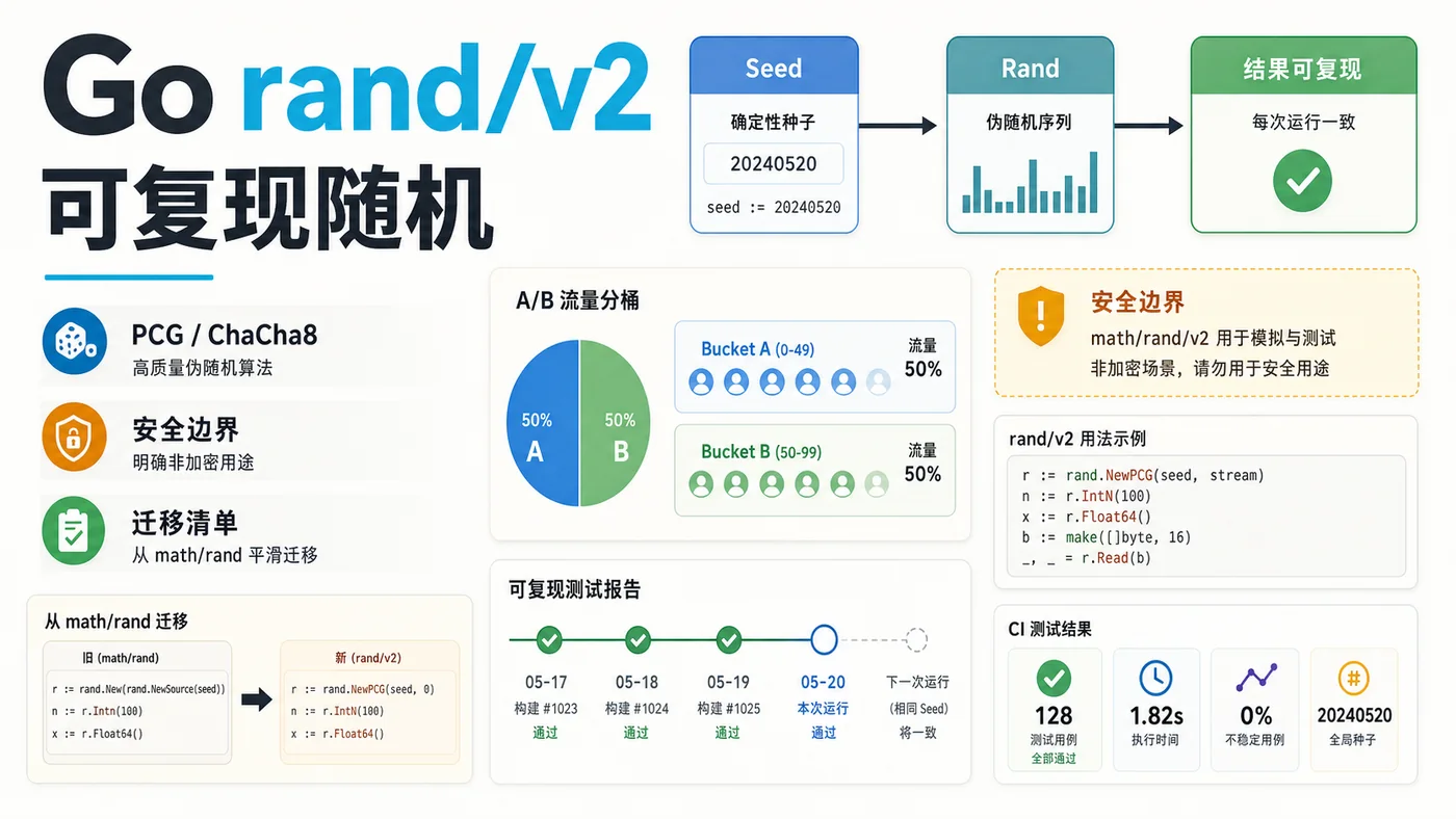 Go rand/v2 实战：抽奖、灰度和测试随机数别再混着用