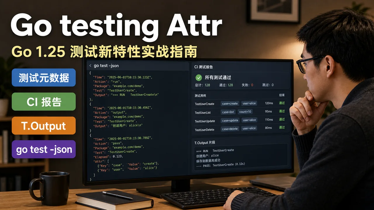 Go 1.25 testing.Attr 实战：别让 CI 测试报告只剩一堆失败日志