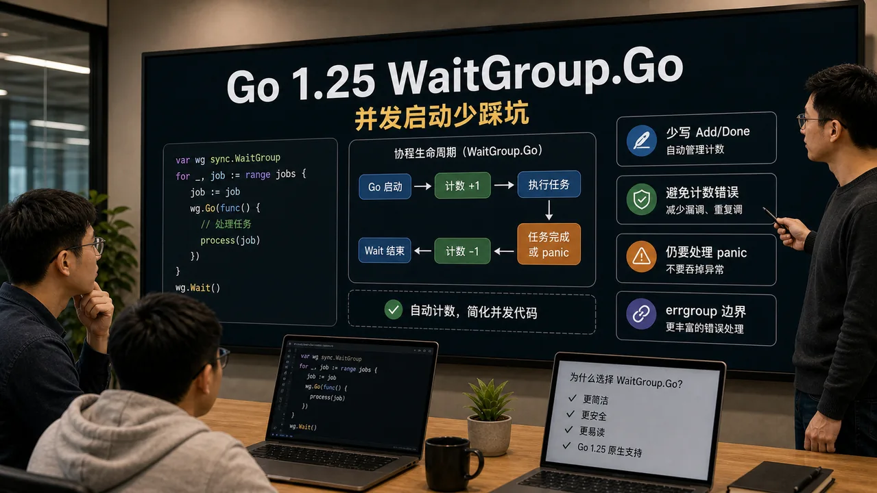 Go 1.25 WaitGroup.Go 实战：少写 Add/Done，但别把错误处理弄丢