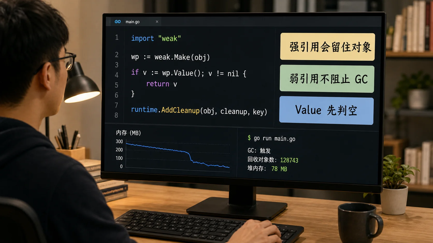 Go weak.Pointer 代码案例图