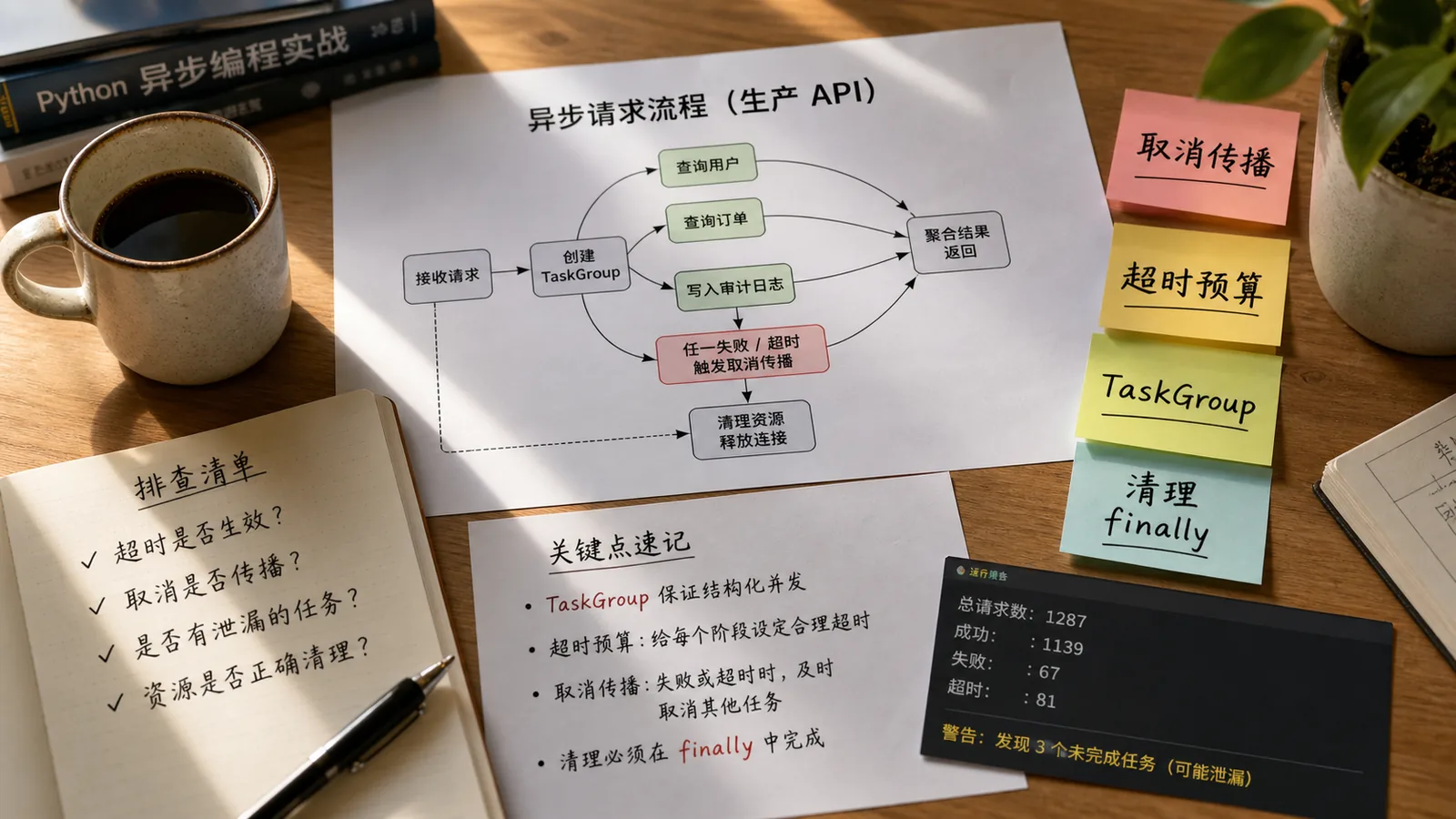 Python asyncio TaskGroup 实战：别让超时请求留下后台任务