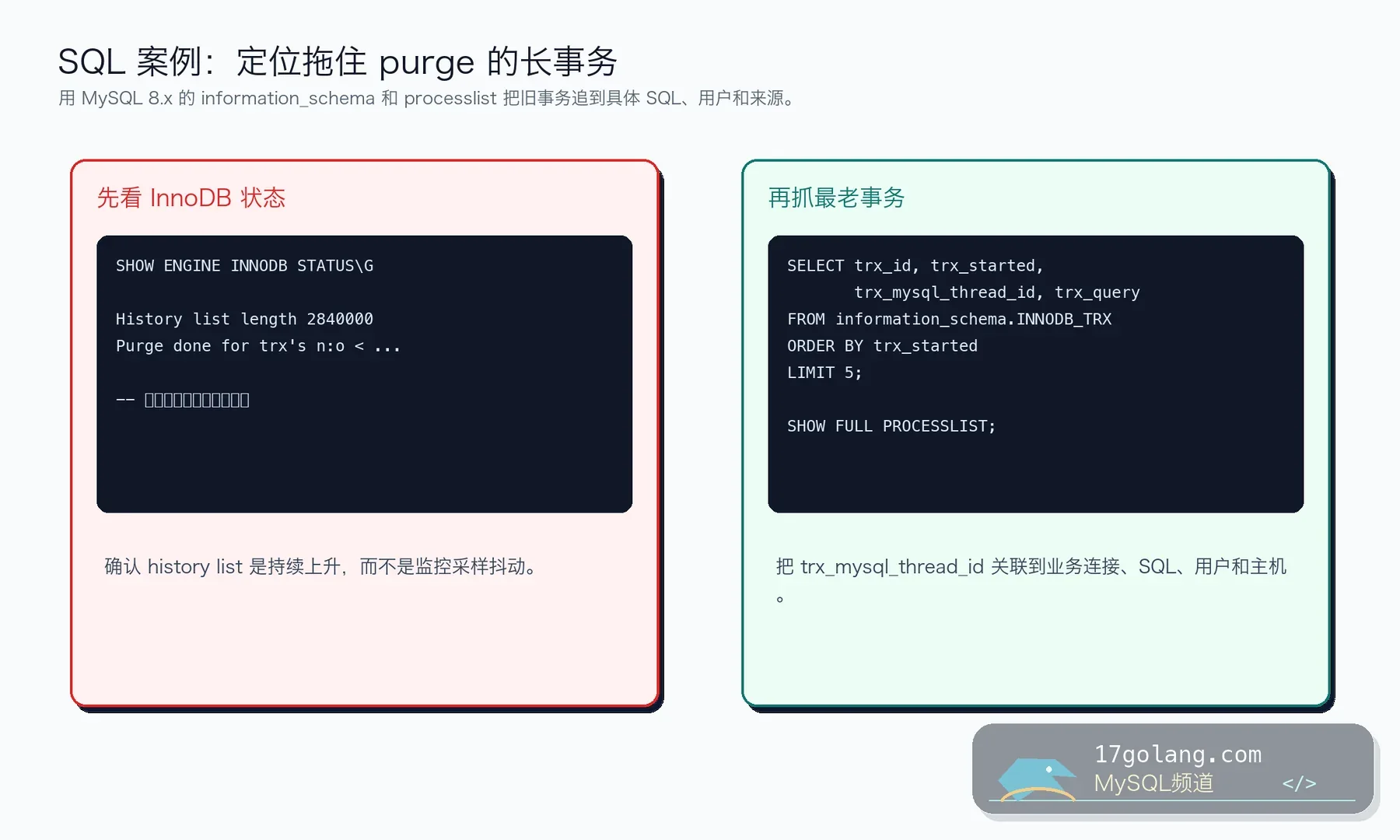 MySQL 定位长事务 SQL 案例