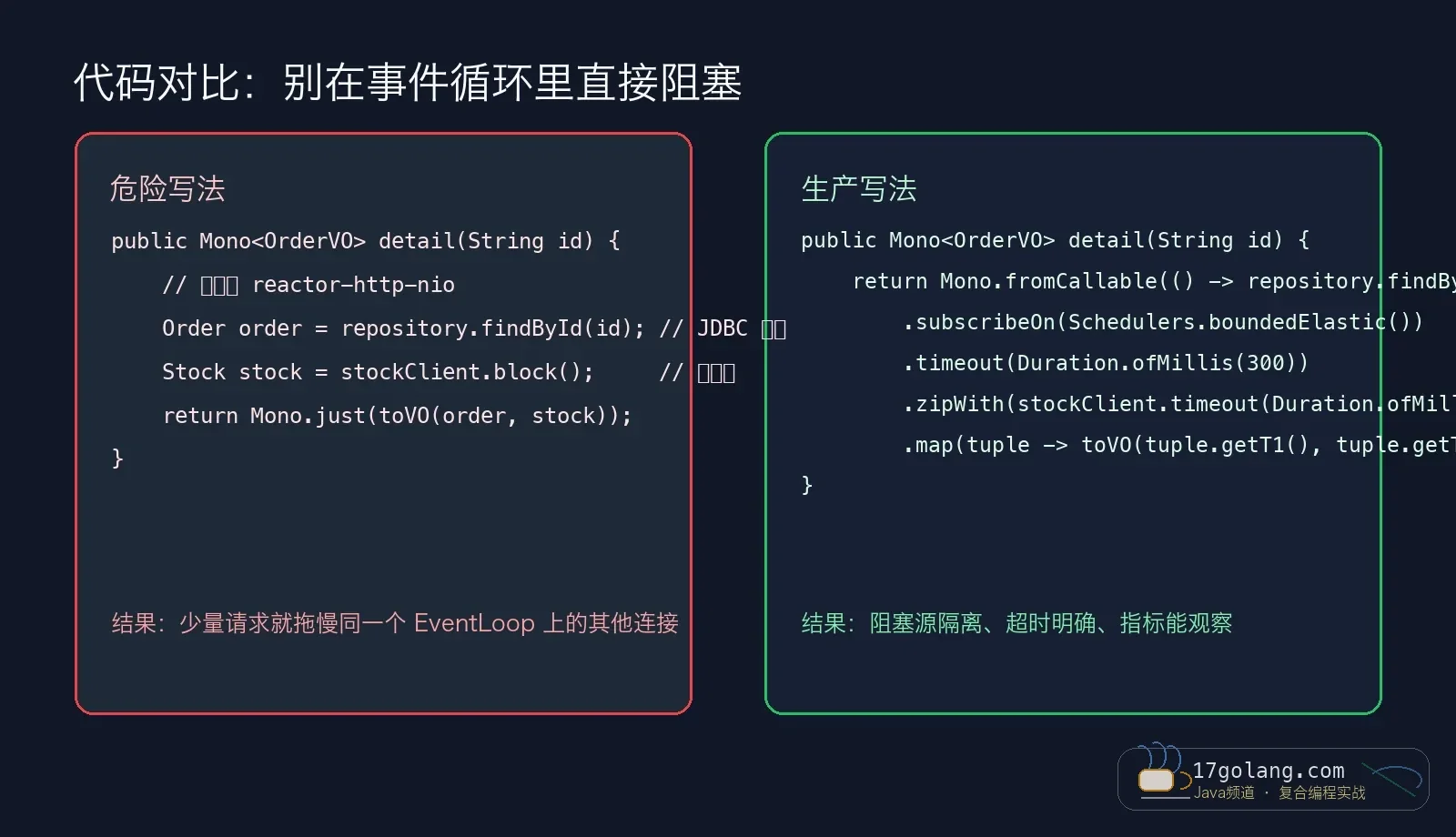 WebFlux 阻塞调用代码对比