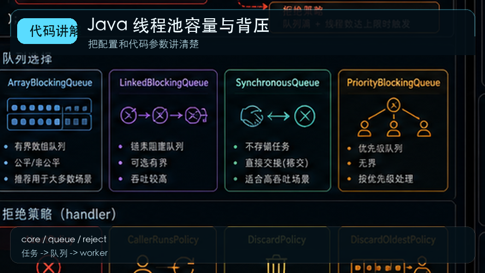 Java 线程池调优:核心线程、队列长度与背压策略 代码讲解图