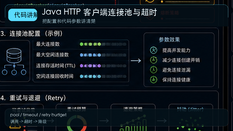 Java HTTP 客户端性能优化:连接复用、超时和重试边界 代码讲解图