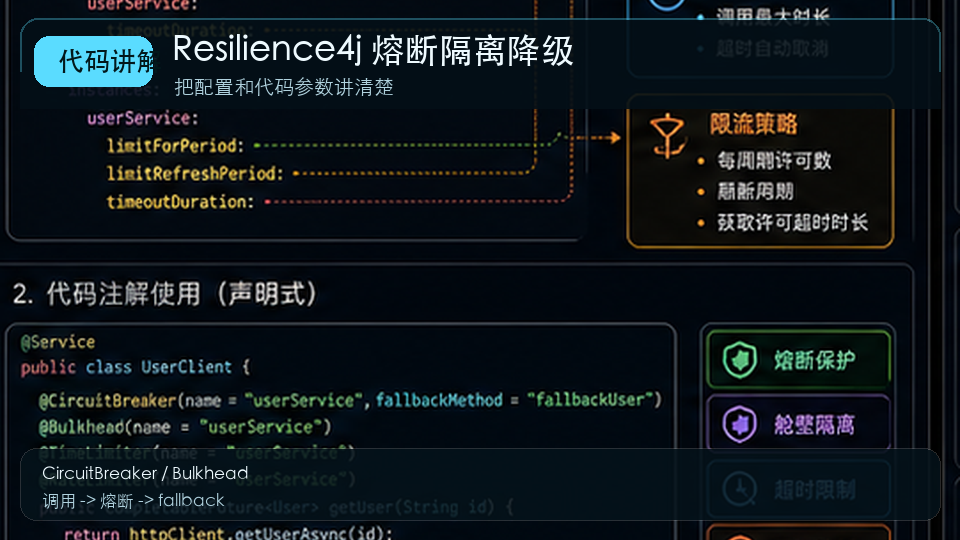 Resilience4j 熔断隔离降级:保护 Spring Boot 慢依赖 代码讲解图